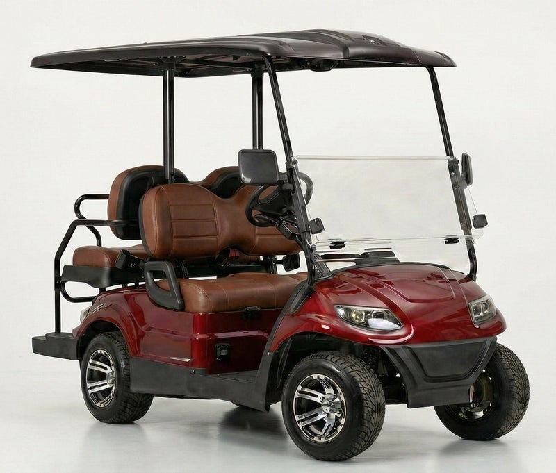 EPIC 2+2 Non-Lifted Electric Golf Cart with Lithium Battery 105Ah & Standard Tires | 4-Seater LSEV (Red) - Image 3